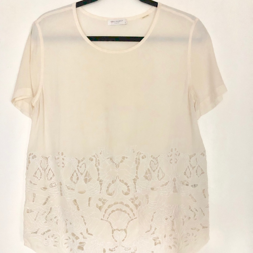Equipment silk embroidery top white size s